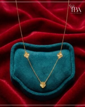 9kt/14kt/18kt FLORAL CLOVER GOLD NECKLACE