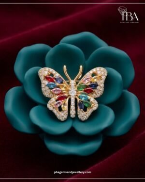 925 SILVER MULTICOLOR BUTTERFLY MOISSANITE & CZ DIAMOND PENDANT