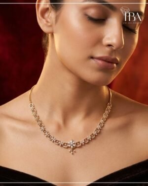 9KT/14KT/18KT ROSE GOLD NECKLACE WITH NATURAL DIAMOND