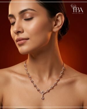9KT/14KT/18KT ROSE GOLD NECKLACE WITH NATURAL DIAMOND