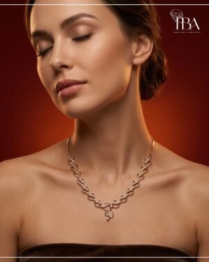 9KT/14KT/18KT ROSE GOLD NECKLACE WITH NATURAL DIAMOND