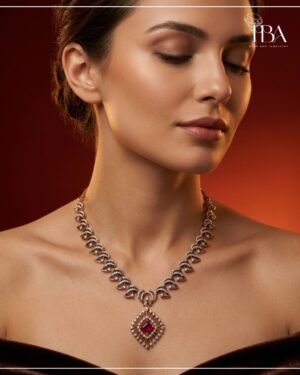 9KT/14KT/18KT ROSE GOLD NECKLACE WITH NATURAL DIAMOND