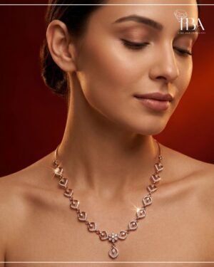 9KT/14KT/18KT ROSE GOLD NECKLACE WITH NATURAL DIAMOND